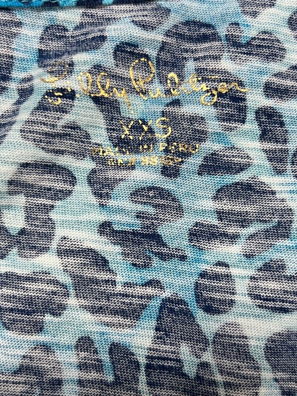 “Women Blue Leopard Print V Neck T-Shirt Size XXS Short Sleeve Casual Top” - Picture 6 of 7